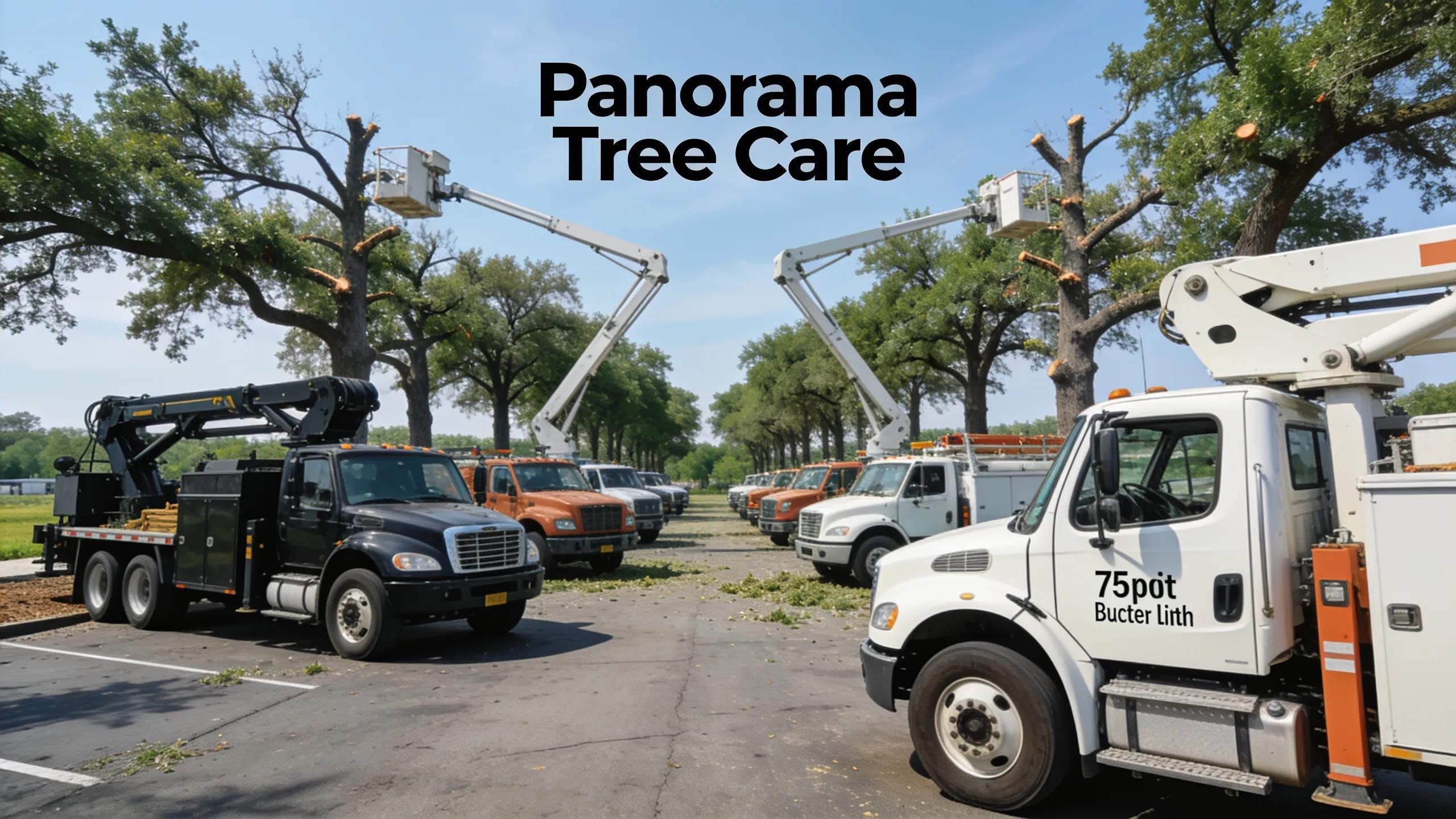 Panorama Tree Care owns its heavy fleet — including grapple trucks, 75-foot bucket lifts