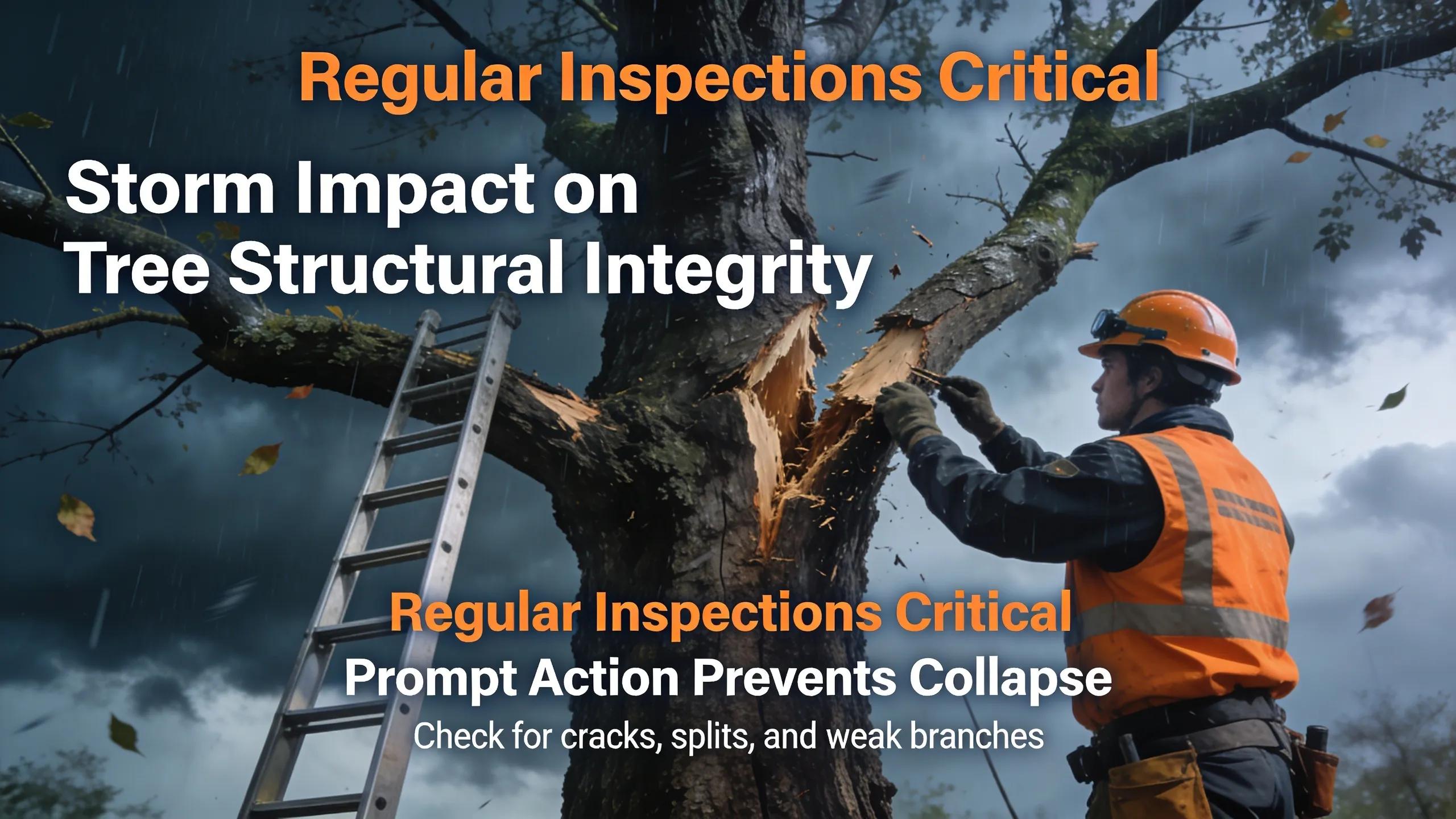 Storms can rapidly compromise tree structural integrity, making regular inspections and prompt action critical