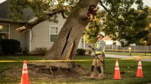 Hazardous trees with structural defects that could potentially cause injury to people or damage property